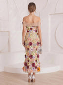 Embroidery Mermaid Off Shoulder Maxi Cocktail Dresses