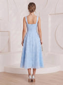 Embroidery A Line Spaghetti Straps Maxi Cocktail Dresses