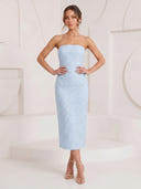 Embroidery Mermaid Strapless Sleeveless Maxi Cocktail Dresses