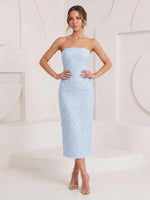 Embroidery Mermaid Strapless Sleeveless Maxi Cocktail Dresses