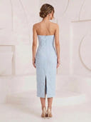 Embroidery Mermaid Strapless Sleeveless Maxi Cocktail Dresses