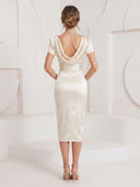 Satin Mermaid Short Sleeves Maxi Cocktail Dresses