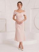 Satin Mermaid Off Shoulder Maxi Cocktail Dresses