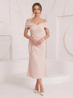 Satin Mermaid Off Shoulder Maxi Cocktail Dresses