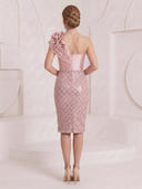 Satin Mermaid One Shoulder Maxi Cocktail Dresses with Flowers