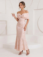 Jacquard Mermaid Off Shoulder Long Cocktail Dresses