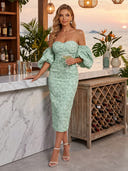 Jacquard Mermaid Off Shoulder Maxi Cocktail Dresses