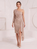 Glitter Sequin Mermaid One Shoulder Maxi Cocktail Dresses
