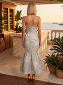 Jacquard Mermaid Strapless Sleeveless Long Cocktail Dresses