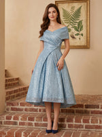 Sequin A Line Off Shoulder Long Cocktail Dresses