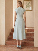 Satin Mermaid Flutter Sleeves Long Cocktail Dresses