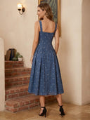 Satin A Line Square Neck Spaghetti Straps Long Cocktail Dresses