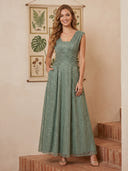 Sequin A Line V Neck Sleeveless Long Cocktail Dresses