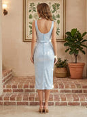 Sequin Mermaid Square Neck Spaghetti Straps Long Cocktail Dresses