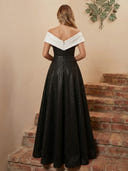 Sequin A Line Off Shoulder Long Cocktail Dresses
