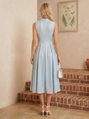 Chiffon A Line Boat Neck Sleeveless Long Cocktail Dresses