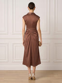 Satin V Neck Twist Midi Cocktail Dresses