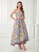 Jacquard A Line Strapless Midi Cocktail Dresses