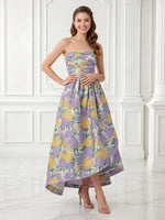 Jacquard A Line Strapless Midi Cocktail Dresses