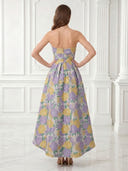 Jacquard A Line Strapless Midi Cocktail Dresses