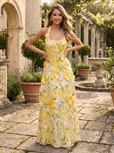 3D Floral Appliques Halter A Line Long Cocktail Dresses