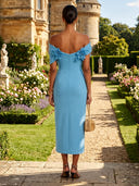 3D Flower Chiffon Off Shoulder Mermaid Midi Cocktail Dresses