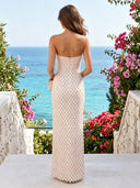 Sequin Strapless Sweetheart Mermaid Long Cocktail Dresses