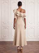 Satin Cocktail Dresses One Shoulder Mermaid/Sheath Ankle Lengh Formal Dress Wedding Guest