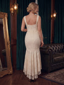 Lace Cocktail Dresses Square Neck Party Dress Hig-Low Wedding Guest