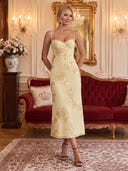 Tulle Yellow Cocktail Dresses Spaghetti Straps Party Dress Mermaid Wedding Guest