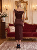 Satin One Shoulder Cocktail Dresses Brown Party Dress Mermaid Wedding Guest