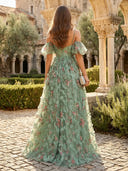 Chiffon Off the Shoulder A Line Long Evening Dresses with Slit