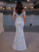 Off the Shoulder Mermaid Long Evening Dresses with Flower