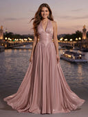 Halter A Line Long Evening Dresses