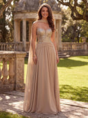 Chiffon A Line Long Evening Dresses with Scarf