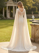 Chiffon Mermaid Long Evening Dresses with Cape