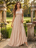 Sequin One Shoulder A Line Long Evening Dresses