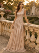 Sequin One Shoulder A Line Long Evening Dresses