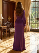 Satin One Shoulder Evening Dresses with Slit