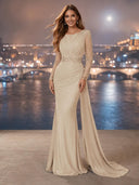 Chiffon Mermaid Long Evening Dresses With Beading