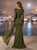 Chiffon Mermaid Long Evening Dresses With Beading