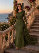 Chiffon Mermaid Long Evening Dresses With Beading