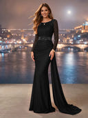 Chiffon Mermaid Long Evening Dresses With Beading