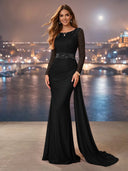 Chiffon Mermaid Long Evening Dresses With Beading