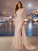 Chiffon Mermaid Long Evening Dresses With Beading