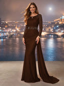 Chiffon Mermaid Long Evening Dresses With Beading