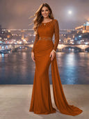 Chiffon Mermaid Long Evening Dresses With Beading
