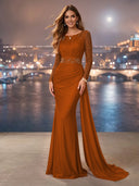 Chiffon Mermaid Long Evening Dresses With Beading