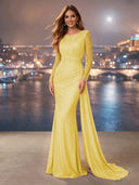 Chiffon Mermaid Long Evening Dresses With Beading