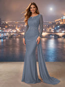 Chiffon Mermaid Long Evening Dresses With Beading